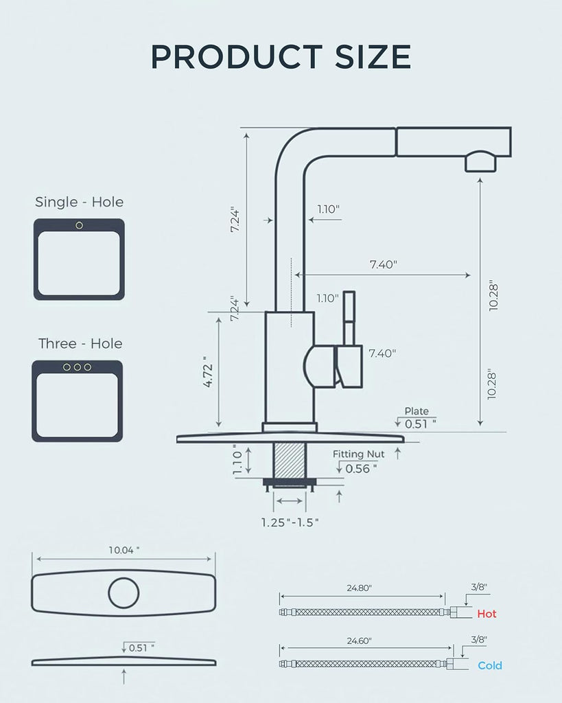 Kitchen Faucets with Pull Down Sprayer, Brushed Nickel Stainless Steel