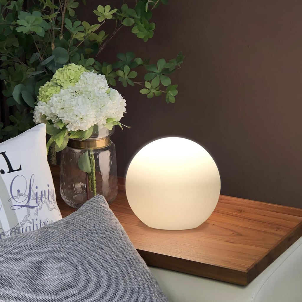 10 Inch Ball Table Lamp with Glass Shade, Ball Light Bookshelf Lamp and Bedroom Bookshelf Reading Decoration