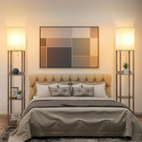 Modern Shelf Floor Lamp with Wireless Charger & Fast Charging USB Ports & Type C Port & 2 Power Outlets