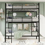 Twin Triple Bunk Bed for 3, bunk Bed for 3 Person, 3 bunk beds for Kids/Adults/Teenagers, Black Split into 3beds