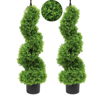 Topiary Tree Set of 2 Boxwood Spiral topiaries Trees 35 inch/2.95 ft Faux Topiary Trees Artificial Topiaries Trees