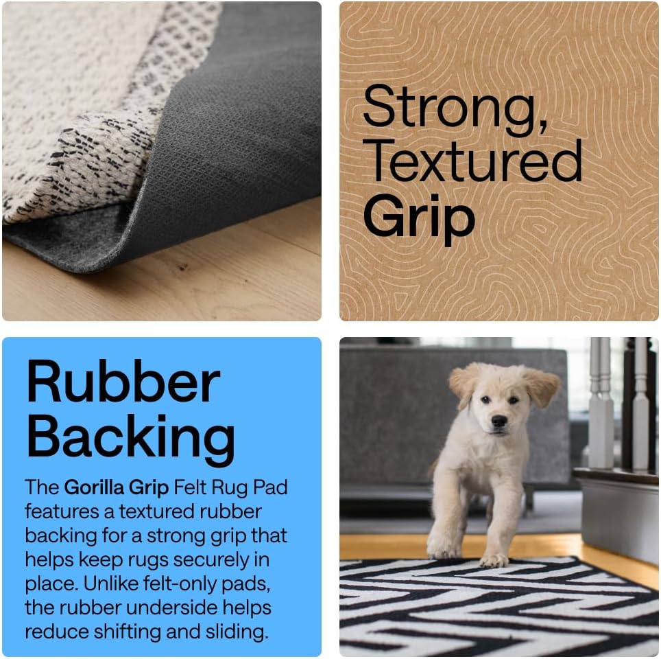 Felt Rug Pad for Hardwood Floors with Rubber Backing, 2x10 FT - Set of 20