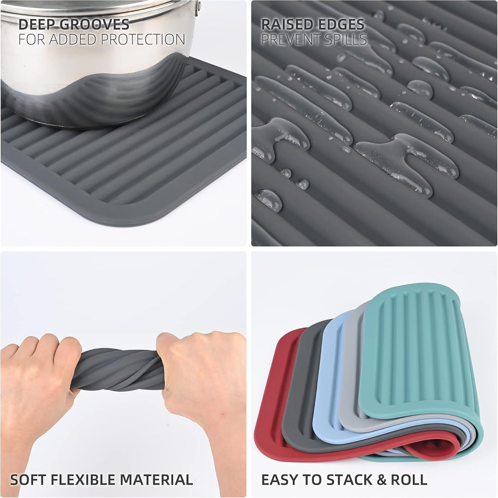 Silicone Trivets for Hot Dishes, Pots & Pans, Hot Pads, Trivets for Quartz Countertops, Hot Pads Silicone Mats
