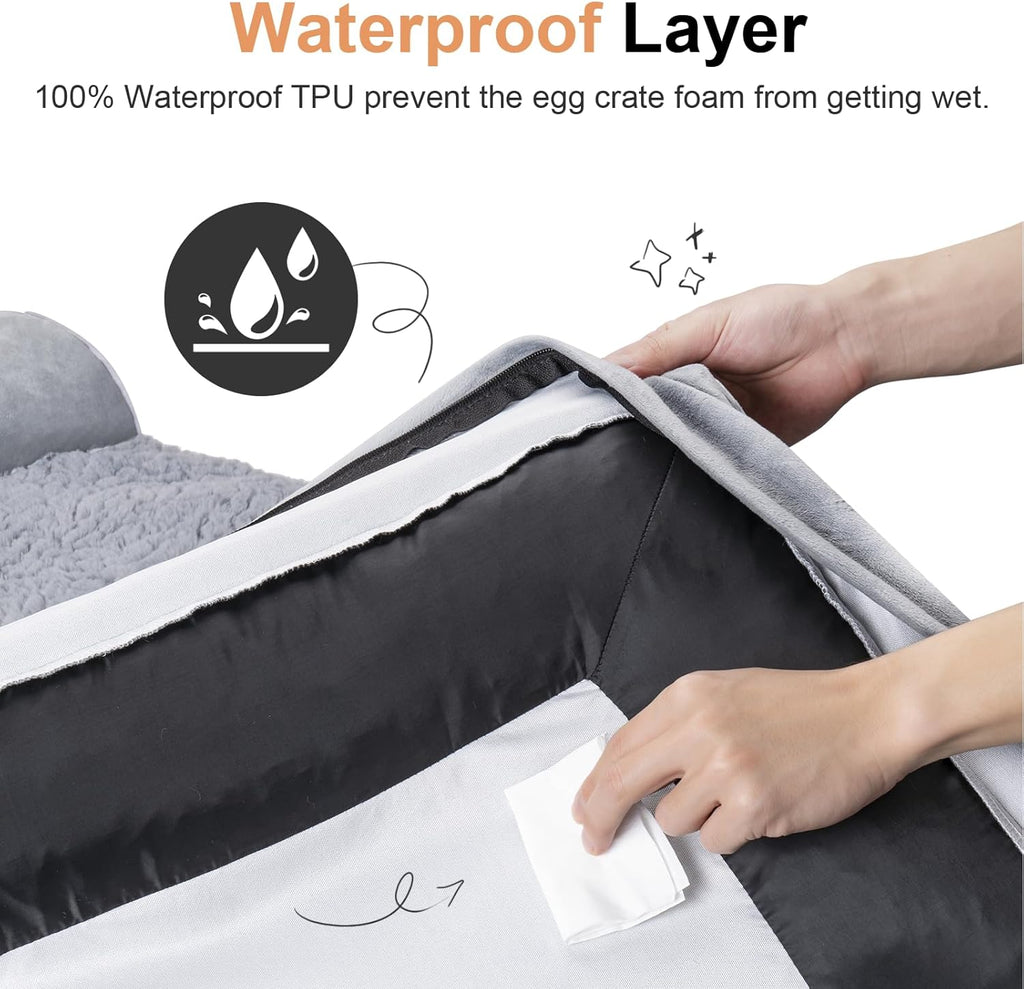 Large Dog Bed Orthopedic Washable: Beds Bolster XL Bed Large Big Dogs Memory Foam Couch Sofa Waterproof with Removable