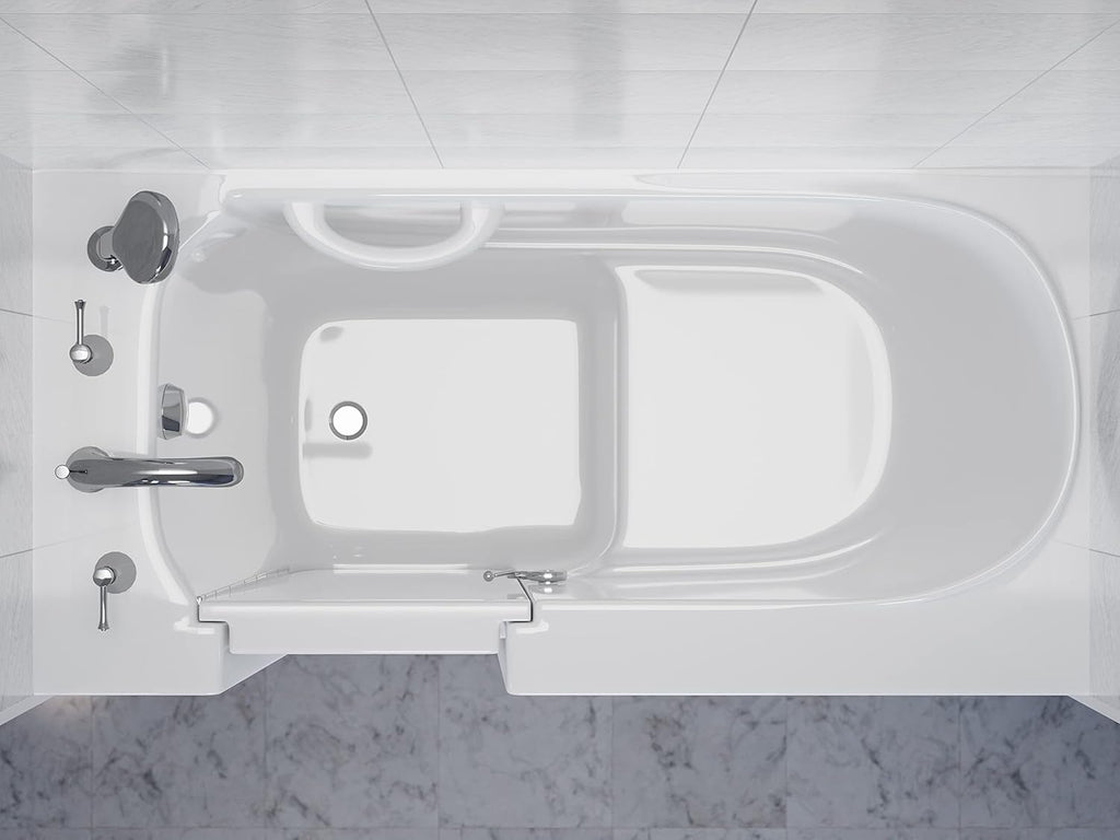 Walk In Tub 53'' x 26'' Left Drain Soaking in White, Indulge in Ultimate Luxury, Comfort, and Safety with ANZZI