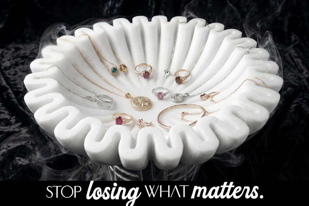Marble Decorative Bowl Decor - 100% Natural Stone | Handcrafted | Pedestal Marble Bowl - Versatile 9" Catch All