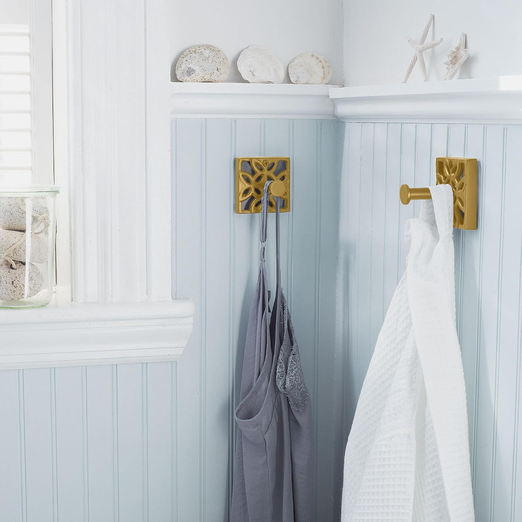 5-Piece Bathroom Hardware Set - Antique Gold (Muted, Brushed Finish - Not Shiny), Wall Mounted Towel Bar, Towel Ring