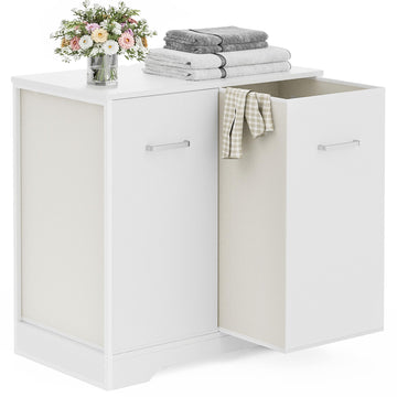 Double Pull-Out Laundry Hamper Cabinet with Removable Bags