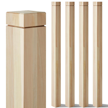 4 Pcs 3" x 48" Solid Poplar Stair Newel Post with Single Groove