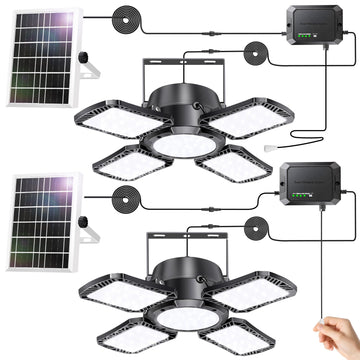 Solar Shed Lights Indoor Outdoor with Pull String, Available All Day Solar Pendant Light, High/Low Brightness