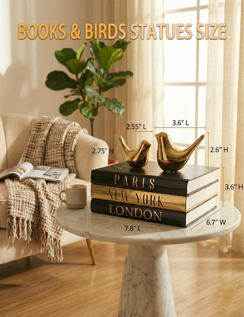 Decorative Books Decor & Coffee Table Book Decor - Set of 3 Real Hardcover Decorative Books (Paris, London, New York)