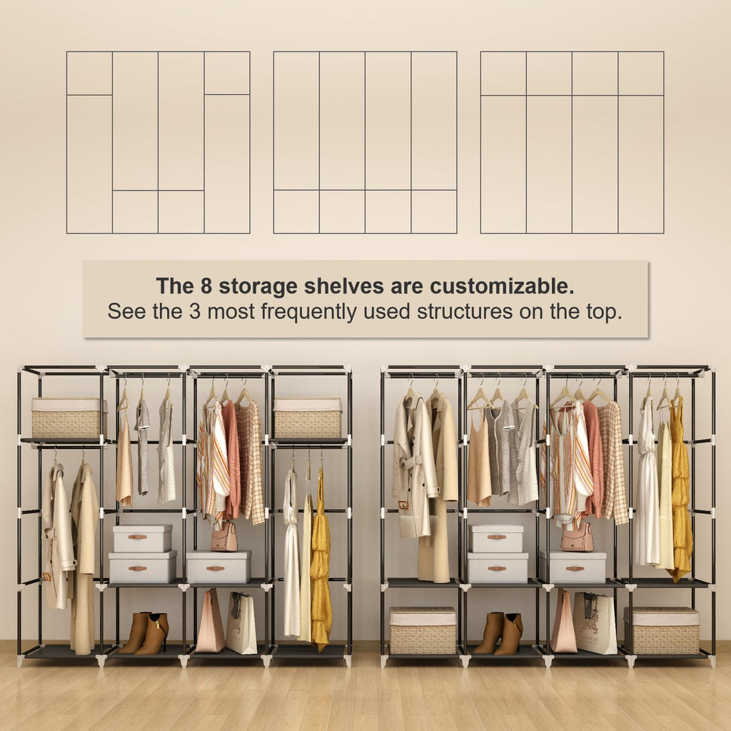 67" Portable Wardrobe Closet for Hanging Clothes Large Capacity
