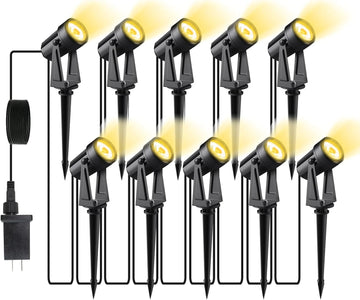 Low Voltage Landscape Lighting,10 Pack Outdoor LED Landscape Spotlights with Transformer 27V Garden Lights Pathway
