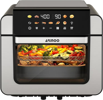 16 Qt Air Fryer Toaster Oven Combo with Ceramic Coating and Viewing Window, XL 9-In-1 Convection Ove