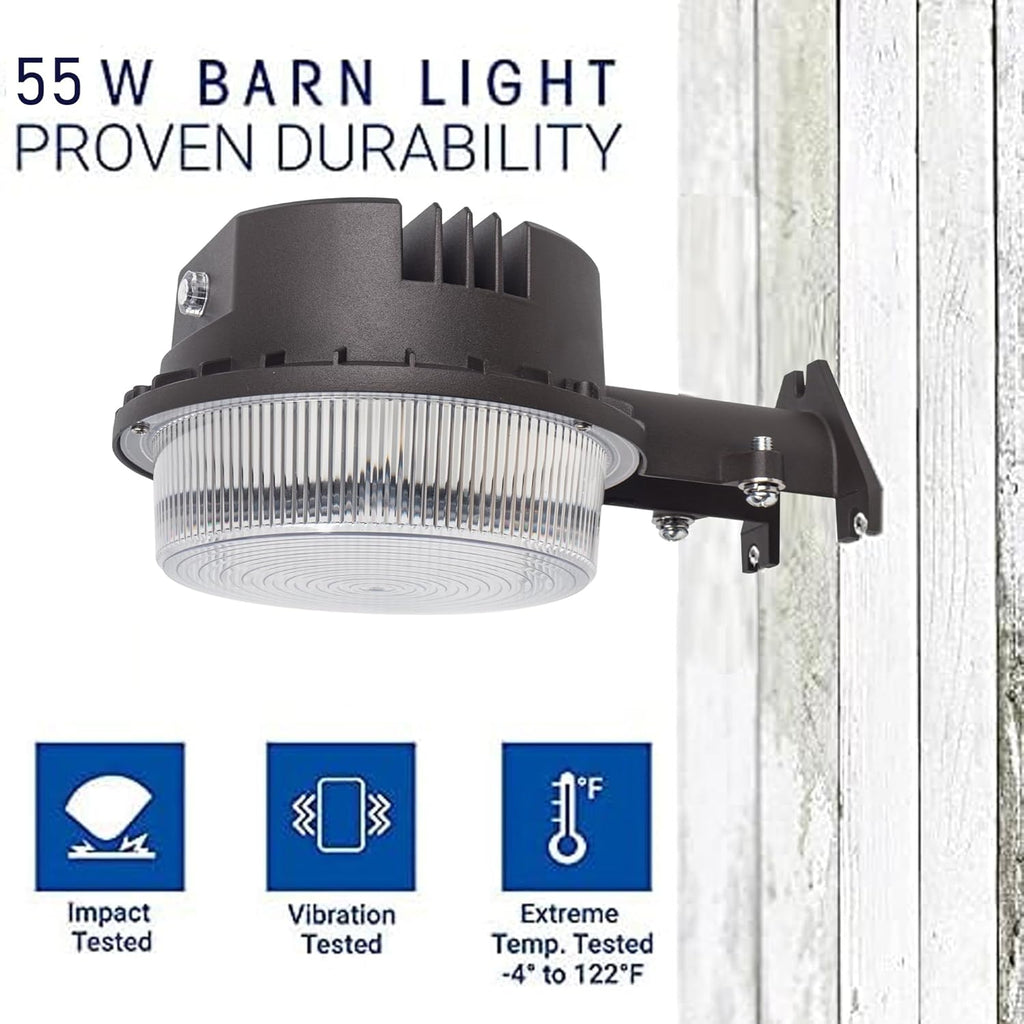 LED Barn Light Dusk to Dawn with Photocell, 55W 7500LM 5000K Daylight, 500W Incandescent/200W HID Replacement