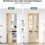 Bifold Doors for 32"×80" Opening, Clear Glass French Interior Folding Barn Door with Concealed Hardw