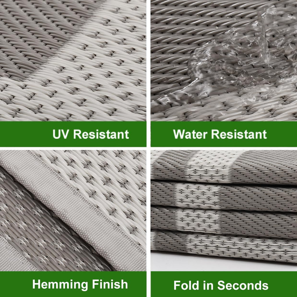 Outdoor Rugs 9x12 Waterproof for Patios Clearance,Large Plastic Straw Mats for Backyard,Porch,Deck,B