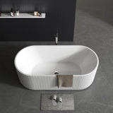 59 Inch Acrylic Freestanding Bathtub, Deep Soaking Tub with Non-Slip Base, cUPC Certified Free Standing Tub, Chrome
