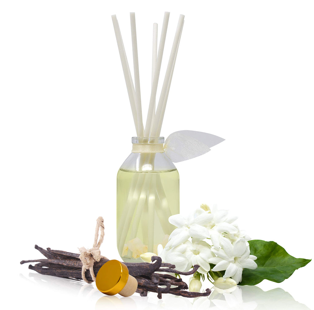 Reed Diffuser Set - Jasmine Vanilla Scented Diffuser with Sticks