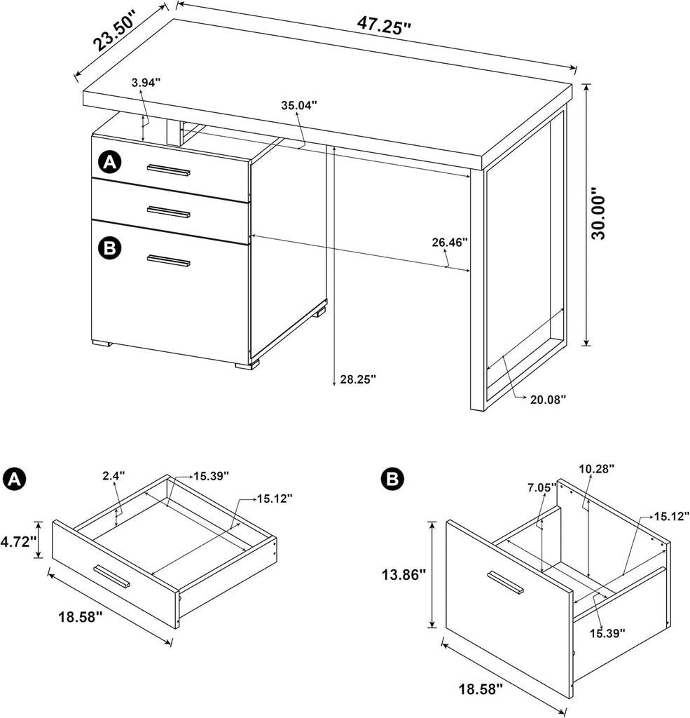 Coaster Home Furnishings Brennan Modern Contemporary Home Office 3-Drawer Writing Desk with Drawers Computer Desk