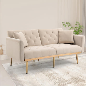 104.33" L-Shaped Modern Polyester Upholstery Sponge Sectional Sofa Couch, White, 69" x 105" x 36"
