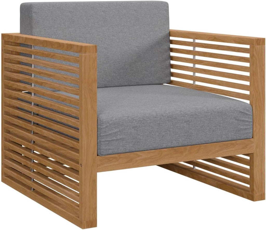 Carlsbad 3-Piece Teak Wood Outdoor Patio Set in Natural and Gray