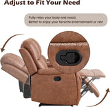 Faux Leather Manual Reclining Sofa,3 Seat Recliner Couch Sofa with Overstuffed Arms and Back,Manual Recliner
