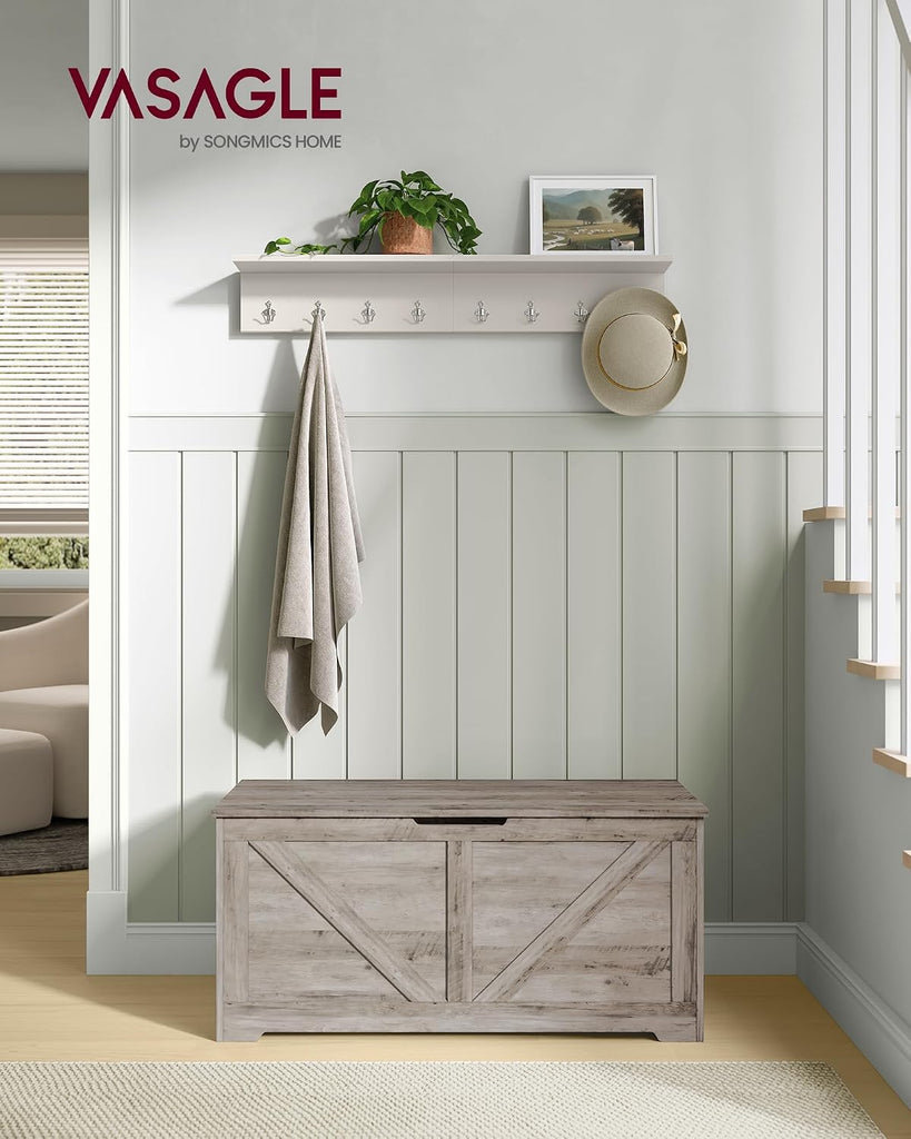 Storage Chest, Storage Trunk with 2 Safety Hinges, Storage Bench, Shoe Bench, Farmhouse Style, 15.7 x 39.4 x 18.1