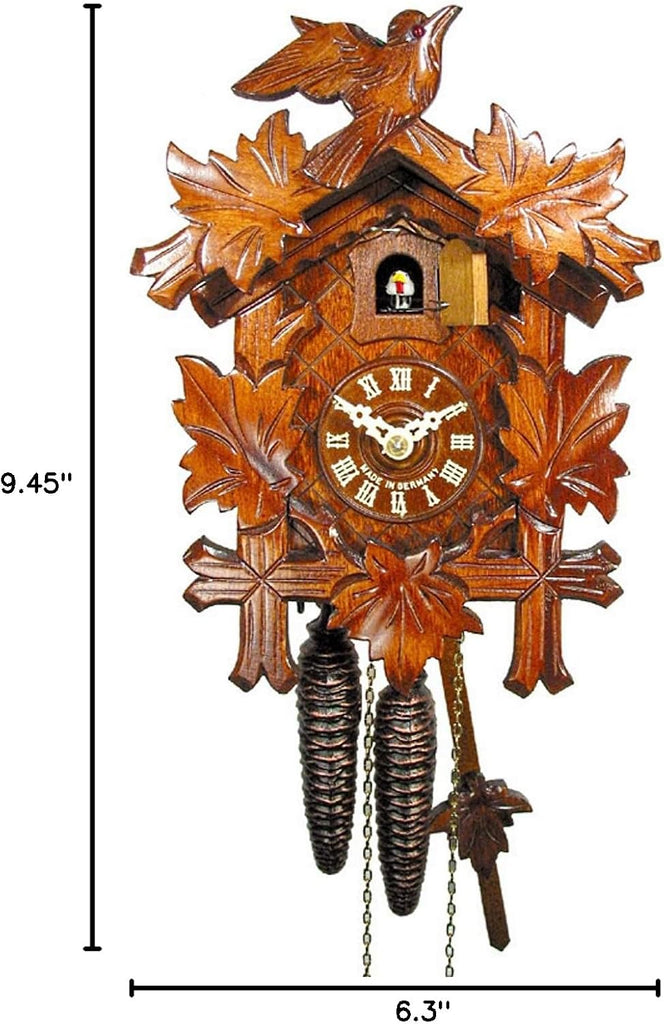 Original German cuckoo-clock (certified), mechanical 1-day movement with 1 bird and 5 leaves, coo-coo clocks from the Black-Forest,...