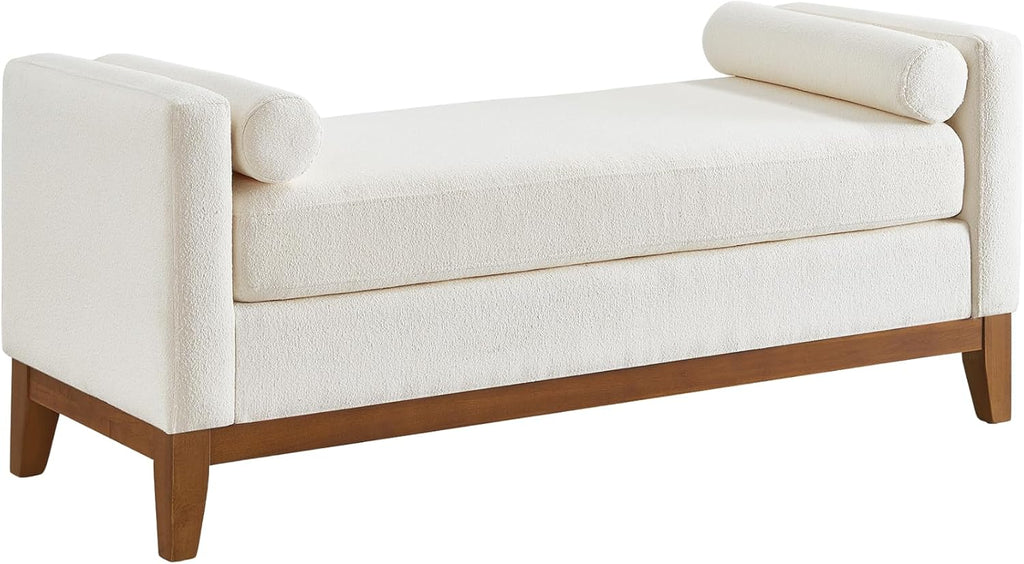 End of Bed Bench , 51'' Boucle Full Size Bench , Cloakroom, Window Bench (Ivory).