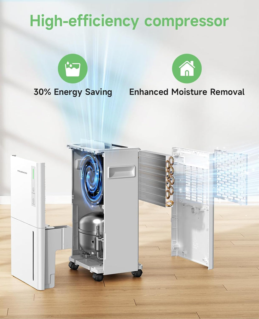 1500 Sq.ft Dehumidifier for Basement, 21 Pint Quiet Dehumidifiers for Home with Drain Hose, Smart Humidity Control