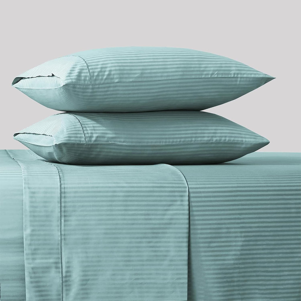 Stitch 500 TC Full Bed Sheet Set, 100% Cotton Soft Breathable Bedsheets, 4 Piece 18" Deep Pockets Sateen Weave