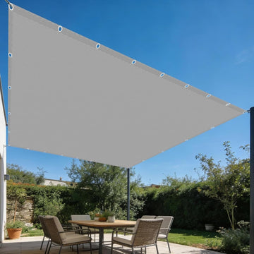 8x14 FT Dark Gray Waterproof Sun Shade Sail Heavy Duty-260 GSM UV Block Fabric-98% UV Block Rectangle Pergola