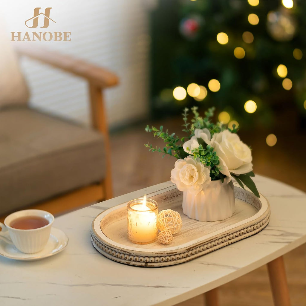 Decorative Trays for Coffee Table : White Oval Centerpiece Tray Wood Entry Table Decor Round Bathroom Tray Kitchen