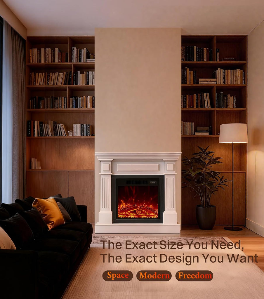 40" Electric Fireplace with Mantel, TV Stand＆Freestanding Fireplace, 18 inch Electric Fireplace Heater with 4 Flame