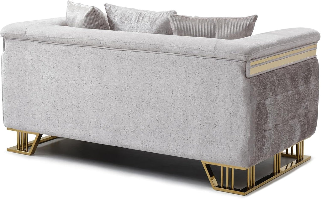 Rebecca G00195A-L Loveseat Shimmering Silver Velvet