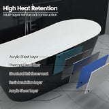 67" Acrylic Freestanding Bathtub, Black Exterior White Interior, Acrylic Stand Alone Tub with Chrome Drain, Spa Bath
