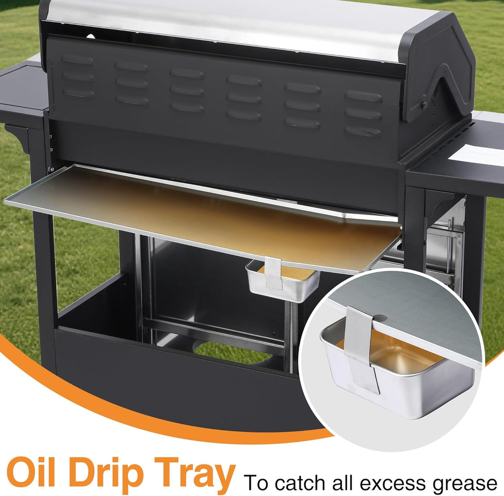 6-Burner Propane Gas Grill with Side Burner, 620 Sq. In. Cooking Area, Cast Iron Grates, Warming Rack and Storage Cabinet