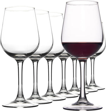 Fully Tempered Wine Glasses, Shock Resistant Wine Glass Set for Red or White Wine, Dishwasher Safe Stem Glasses for