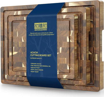 3 Packs Cutting Board Set, Extra Large Acacia Wood Cutting Boards | Durable Chopping Board Meal Prep, Charcuterie