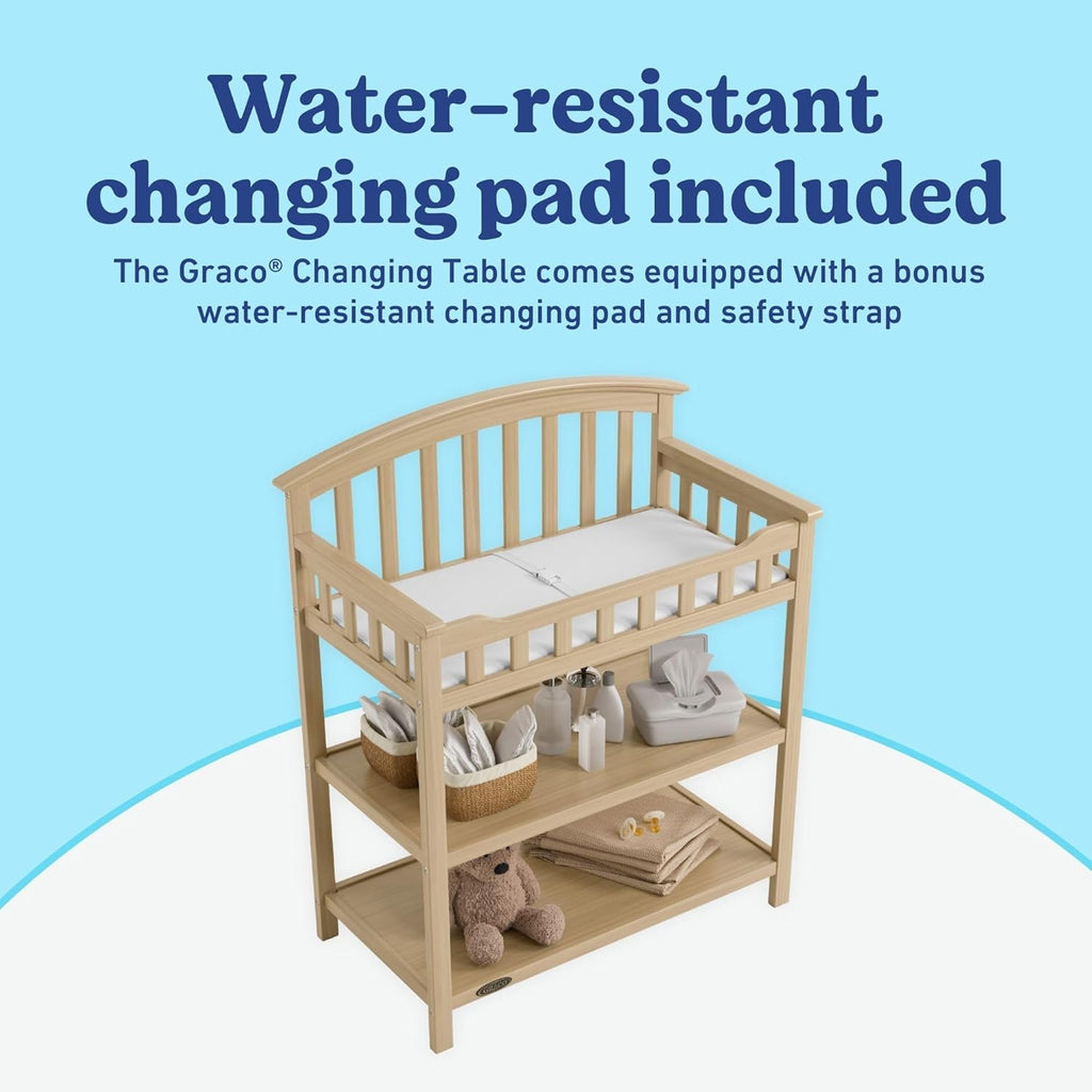 Changing Table with Water-Resistant Changing Pad, Driftwood | GREENGUARD Gold Certified Nursery Changing Table