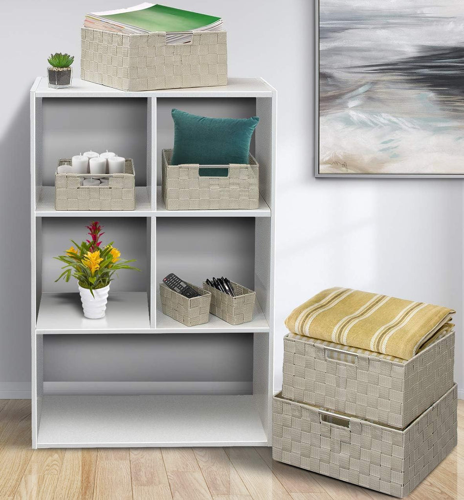 Storage Baskets for Organizing (Set of 7), Mesh Hand-Woven Design, Linen Closet Organizers and Storage, Organizer