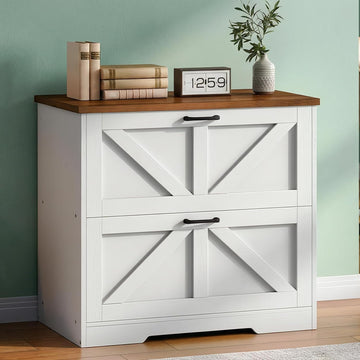 2 Drawer File Cabinet, Farmhouse Lateral Filing Cabinet for Letter/A4/Legal Size, Large Wooden Office Storage