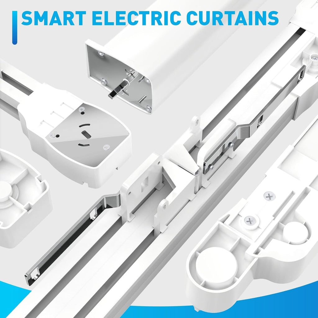 Smart Electric Curtains Track, Ceiling Curtains Track Adjustable Retractable Motorized Curtain Rod From 59 to 106