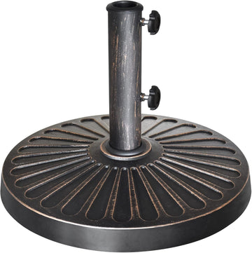 USA 18" Patio Umbrella Base Stand, 26 lbs Heavy Duty Cast Resin Outdoor Table Umbrella Holder for 1.5" - Bronze