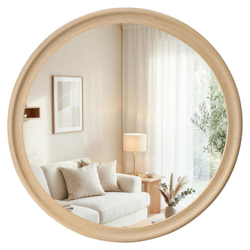 Round Wall Mirrors 30 Inch,Natural Rustic Decorative Transitional Mirror