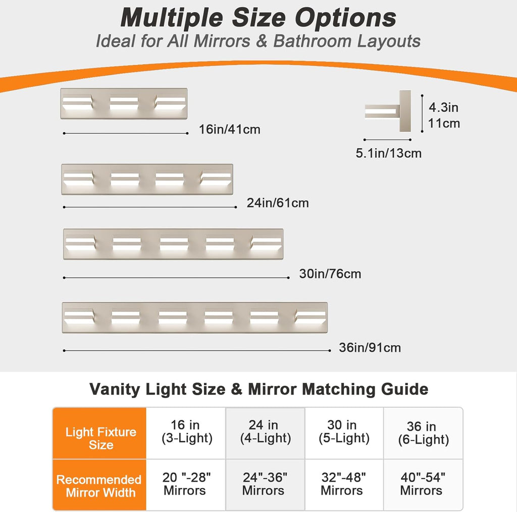 Bathroom Lights Fixtures Over Mirror, 360°Rotate Modern LED Vanity Lights , 32W Dimmable & High CRI Acrylic Wall