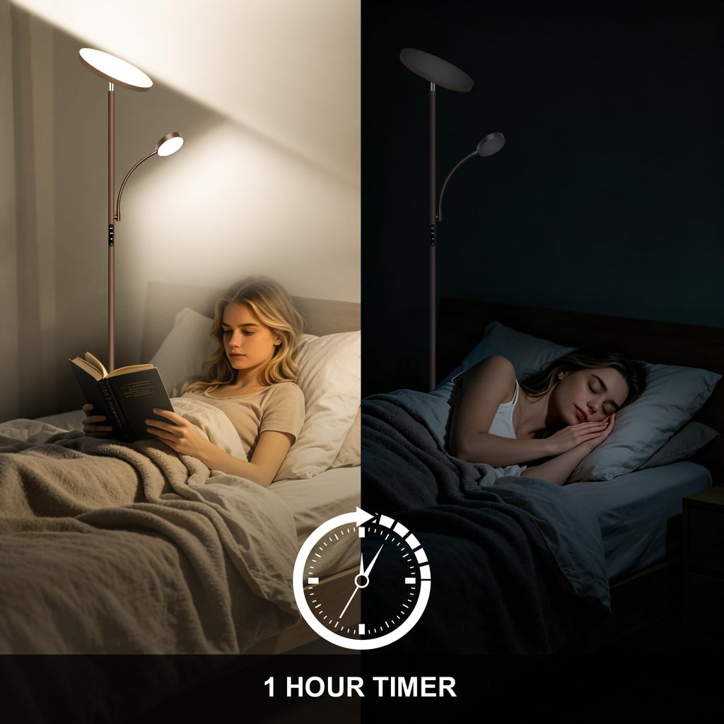 Floor Lamp-42W/4200LM Super Bright Floor Lamp,Dimmable 2-in-1 LED Floor Lamp,Torchiere Floor Lamps with Remote &