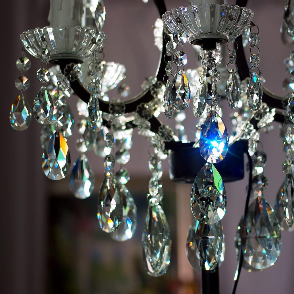 1ft Teardrop Crystals Garland, Hanging Chandelier Crystals Prism Bead Chain - 10 PACK Glass Chandelier Replacement
