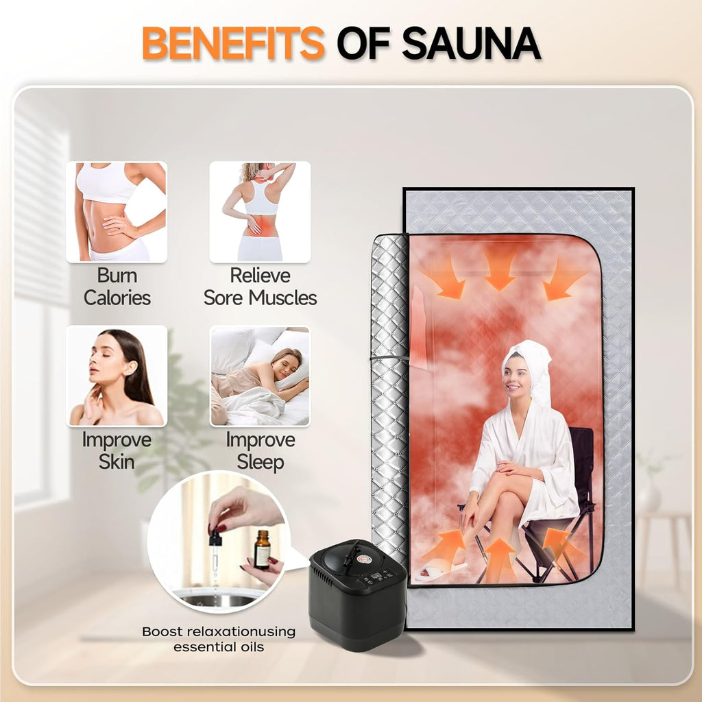 2026 Home Steam Sauna with 4L 1500W Steamer, Full Body Sauna Box for Home, Personal Sauna Steam Sauna Tent at Home Spa